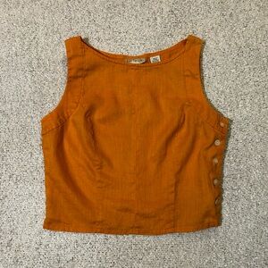 Ann Taylor Orange Linen Sleeveless Crop Top Size 4
